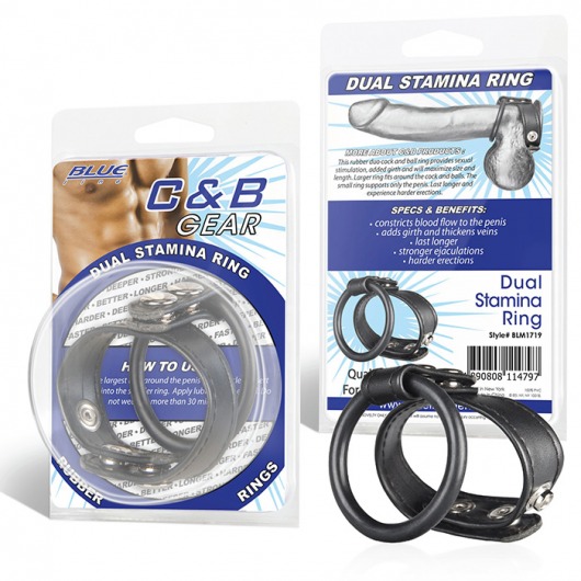 Двойное кольцо выносливости на пенис DUAL STAMINA RING - BlueLine - в Пушкино купить с доставкой