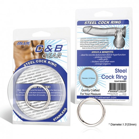 Стальное эрекционное кольцо STEEL COCK RING - 3.5 см. - BlueLine - в Пушкино купить с доставкой