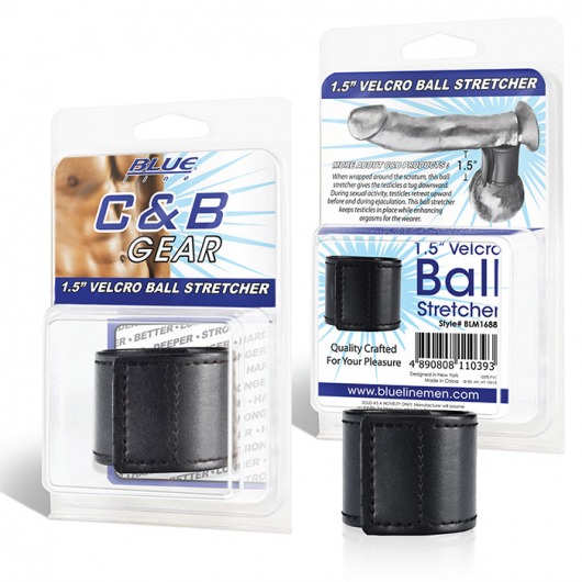 Хомут-утяжка для мошонки из искусственной кожи на липучке VELCRO BALL STRETCHER- 4 см. - BlueLine - в Пушкино купить с доставкой