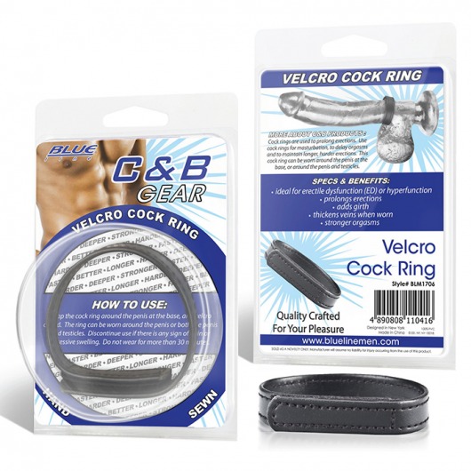 Кольцо на пенис из искусственной кожи на липучке VELCRO COCK RING - 5 см. - BlueLine - в Пушкино купить с доставкой