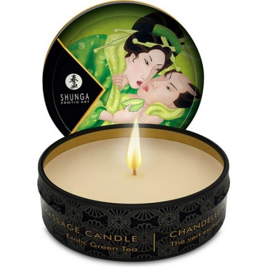 Массажная свеча Exotic Green Tea с ароматом зелёного чая - 30 мл. - Shunga - купить с доставкой в Пушкино