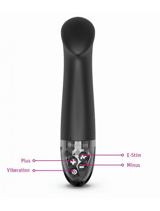 Черный вибратор с функцией электростимуляции Right on Ron - 17 см. - MyStim - купить с доставкой в Пушкино
