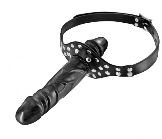 Черный кляп-фаллоимитатор Double Penis Gag - Fetish Tentation - купить с доставкой в Пушкино