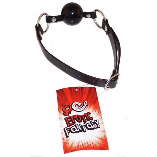 Силиконовый черный кляп-шарик на ремне Black Ballgag - Erotic Fantasy - купить с доставкой в Пушкино