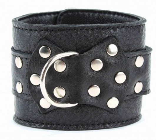 Чёрные наручники  из кожи с пряжкой - БДСМ Арсенал - купить с доставкой в Пушкино