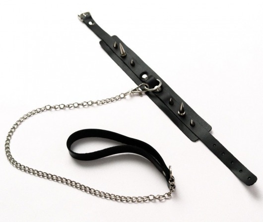 Черный ошейник с шипами и поводком - Crazy Handmade - купить с доставкой в Пушкино