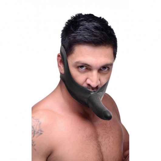 Черный кляп-страпон Masters Mini Face Fuck Strap-On - 14 см. - XR Brands - купить с доставкой в Пушкино