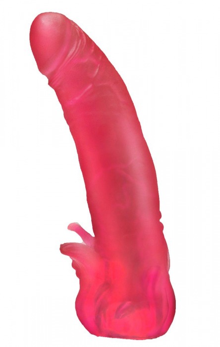 Розовая насадка для страпона с клиторальными лепестками - 18,5 см. - LOVETOY (А-Полимер) - купить с доставкой в Пушкино