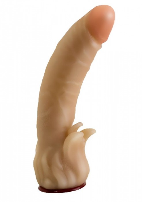 Телесная гелевая насадка-фаллос с клиторальными лепестками - 18,5 см. - LOVETOY (А-Полимер) - купить с доставкой в Пушкино