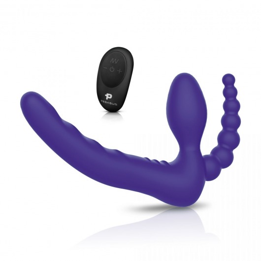 Фиолетовый безремневой страпон с пультом ДУ 7’’ Remote Control Strapless - 24 см. - Pegasus - купить с доставкой в Пушкино