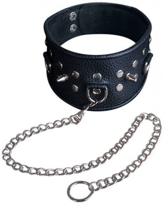 Чёрный ошейник из кожи - Sitabella - купить с доставкой в Пушкино