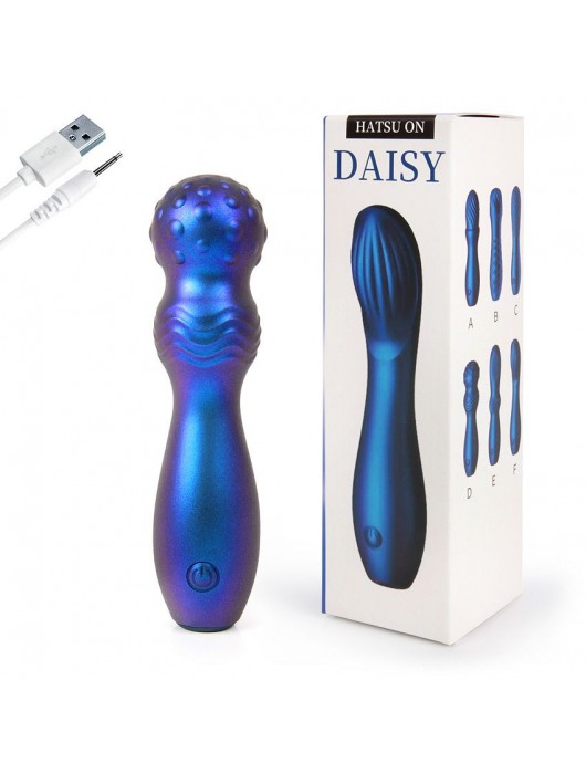 Синий фигурный вибромассажер с шаровидной головкой - 14 см. - DAISY