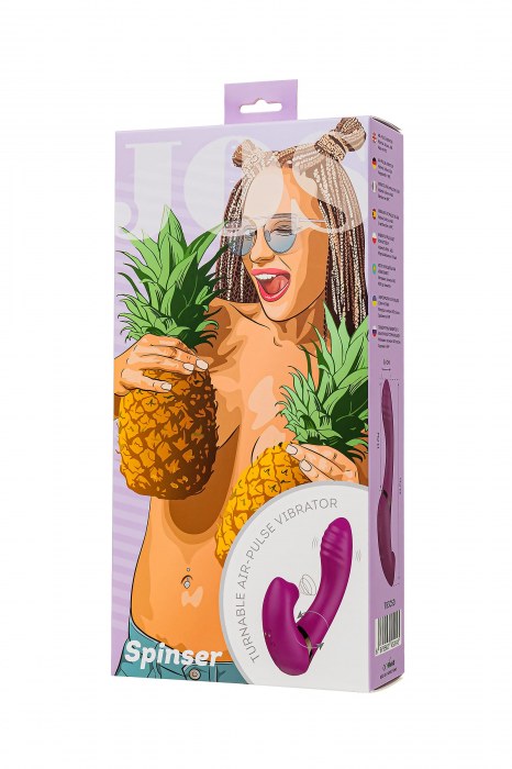 Фиолетовый поворотный вибратор c вакуумной стимуляцией Spinser - 23 см. - JOS