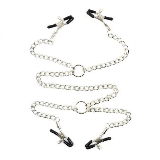 Серебристые зажимы для сосков и половых губ на тонкой цепочке - Notabu - купить с доставкой в Пушкино