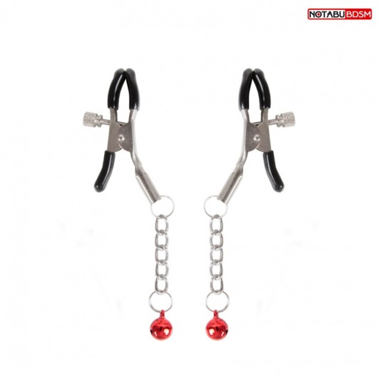 Серебристые зажимы на соски с шариками на цепочках - Notabu - купить с доставкой в Пушкино