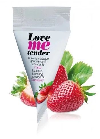 Съедобное согревающее массажное масло Love Me Tender Strawberry с ароматом клубники - 10 мл. - Love to Love - купить с доставкой в Пушкино
