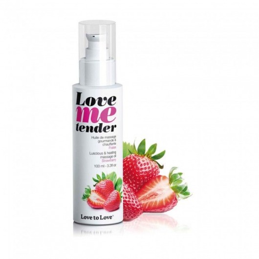 Съедобное согревающее массажное масло Love Me Tender Strawberry с ароматом клубники - 100 мл. - Love to Love - купить с доставкой в Пушкино