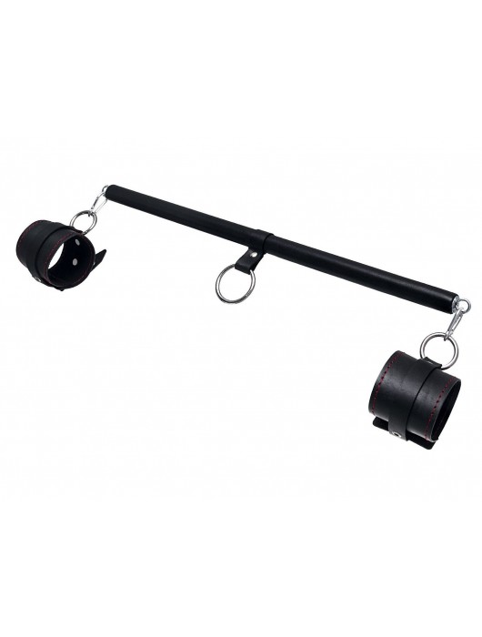 Черная распорка для ног с кожаными манжетами - Pecado - купить с доставкой в Пушкино