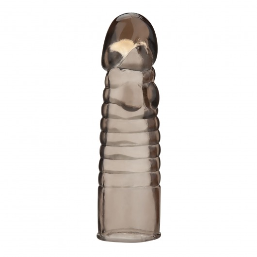 Дымчатая насадка-удлинитель Ribbed Realistic Penis Enhancing Sleeve Extension - 15,2 см. - BlueLine - в Пушкино купить с доставкой