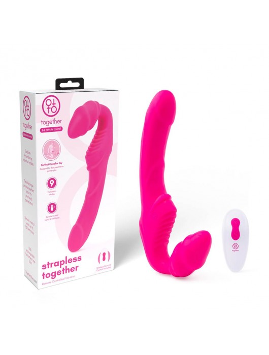 Розовый безремневой страпон на радиоуправлении Strapless Together - 22 см. - Together Toy - купить с доставкой в Пушкино