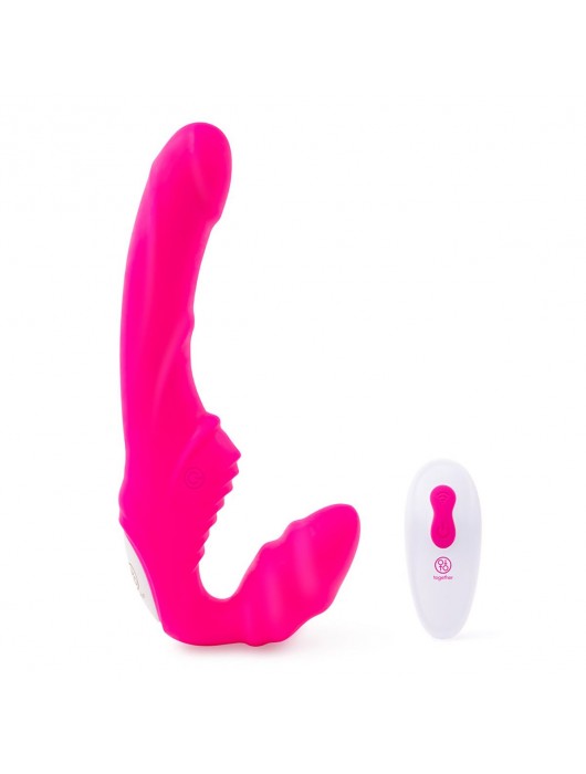 Розовый безремневой страпон на радиоуправлении Strapless Together - 22 см. - Together Toy - купить с доставкой в Пушкино