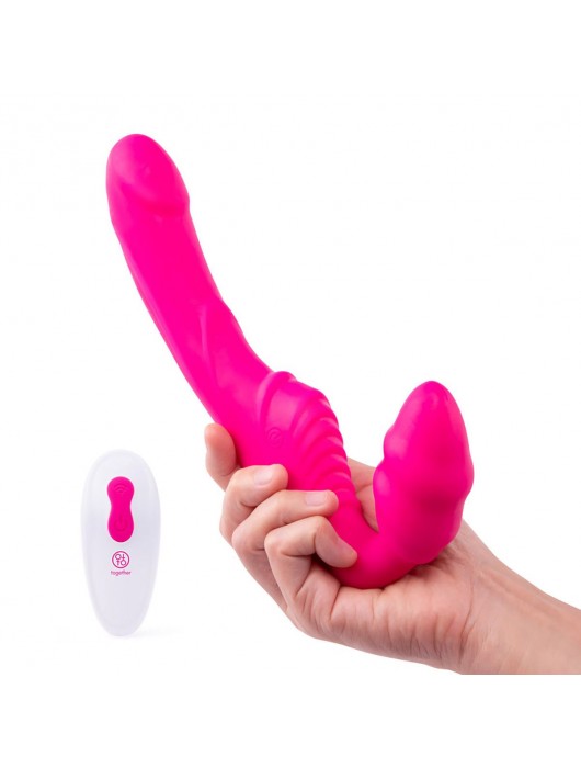 Розовый безремневой страпон на радиоуправлении Strapless Together - 22 см. - Together Toy - купить с доставкой в Пушкино