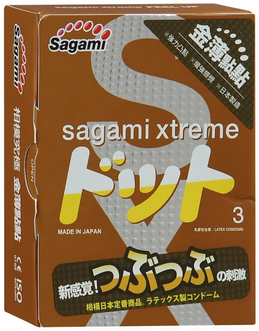 Презервативы Sagami Xtreme FEEL UP с точечной текстурой и линиями прилегания - 3 шт. - Sagami - купить с доставкой в Пушкино