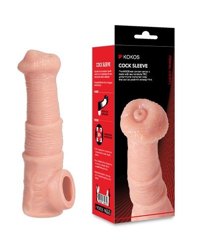 Телесная фантазийная насадка на член Cock Sleeve Size M - KOKOS - в Пушкино купить с доставкой