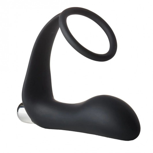 Черное эрекционное кольцо с вибропробкой Vibrating Anal Plug With Cockring - Dream Toys - в Пушкино купить с доставкой