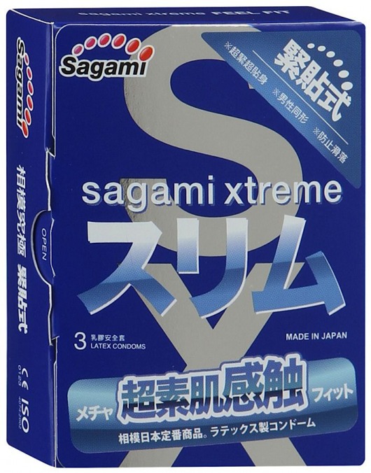 Розовые презервативы Sagami Xtreme FEEL FIT 3D - 3 шт. - Sagami - купить с доставкой в Пушкино