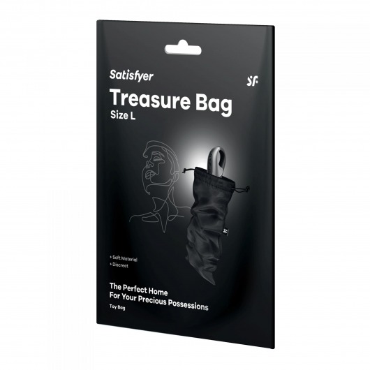 Черный мешочек для хранения игрушек Treasure Bag L - Satisfyer - купить с доставкой в Пушкино