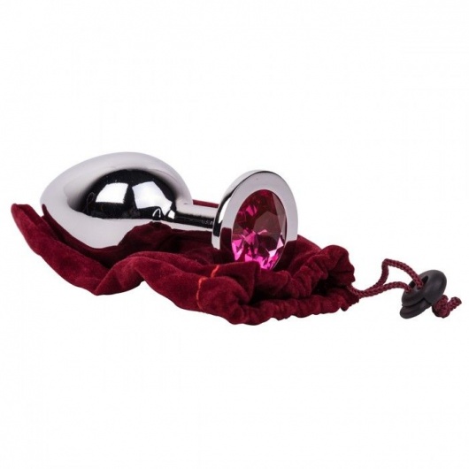Большой стальной плаг с розовым кристаллом Pink Bubble Gum - 9,5 см. - Erotic Fantasy - купить с доставкой в Пушкино