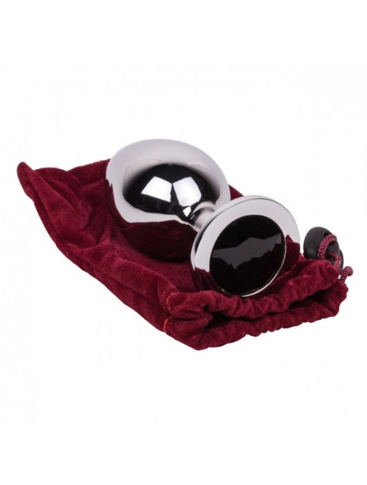 Большой стальной плаг с черным кристаллом Black Rave - 9,5 см. - Erotic Fantasy - купить с доставкой в Пушкино