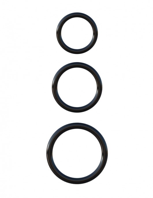 Набор из трех черных эрекционных колец Silicone 3-Ring Stamina Set - Pipedream - в Пушкино купить с доставкой