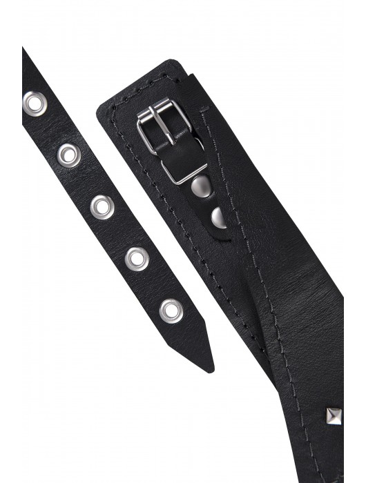 Черный кожаный ошейник-воротник с поводком - Pecado - купить с доставкой в Пушкино