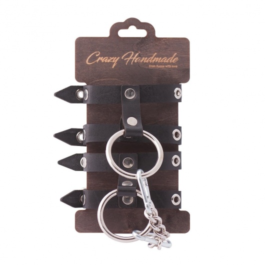 Черные однослойные наручники из натуральной кожи - Crazy Handmade - купить с доставкой в Пушкино