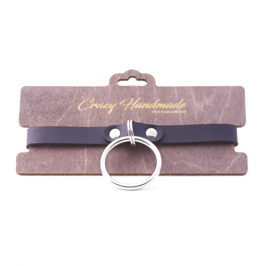 Черный кожаный чокер с большим кольцом - Crazy Handmade - купить с доставкой в Пушкино