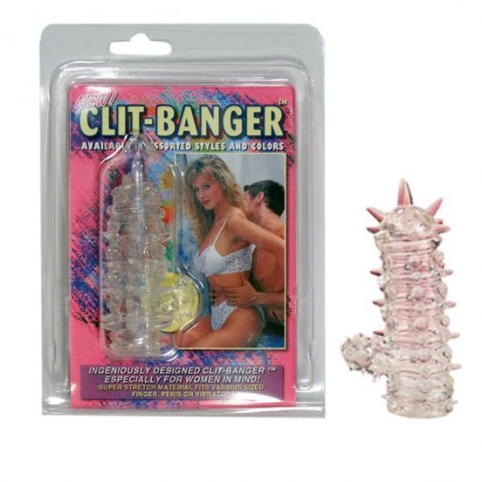 Прозрачная насадка с шипами и клиторальной шишечкой CLIT-BANGER SLEEVE IN CLEAR - Tonga - в Пушкино купить с доставкой
