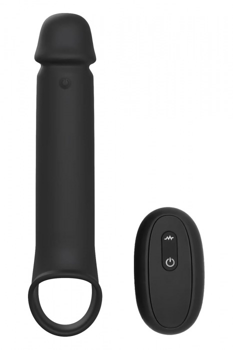 Черная насадка-удлинитель с вибрацией Vibrating Extender With Remote - Dream Toys - в Пушкино купить с доставкой