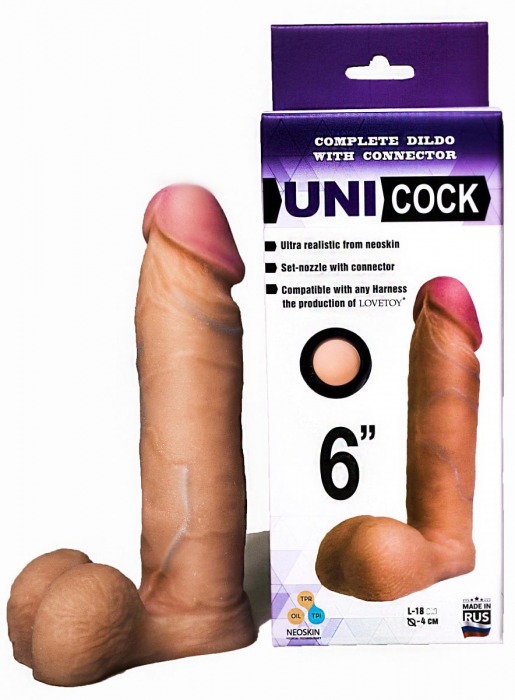 Насадка для страпона фаллической формы UNICOCK 6  - 18 см. - LOVETOY (А-Полимер) - купить с доставкой в Пушкино
