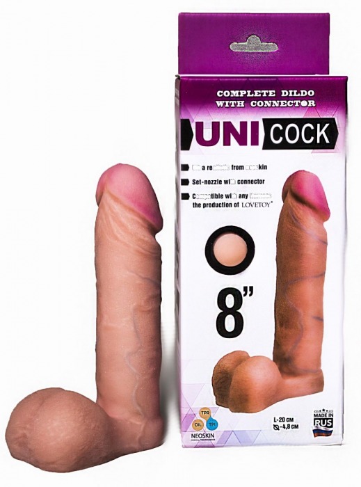 Фаллическая насадка для страпона UNICOCK 8  - 20 см. - LOVETOY (А-Полимер) - купить с доставкой в Пушкино