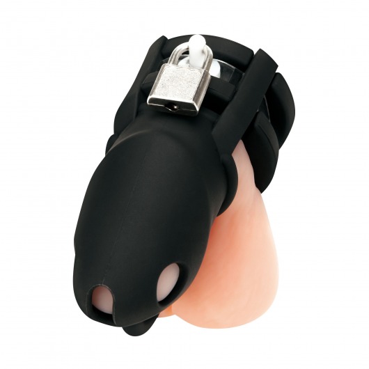 Черная клетка для пениса Silicone Small 2 in Cock Cage With Ball Divider - BlueLine - купить с доставкой в Пушкино