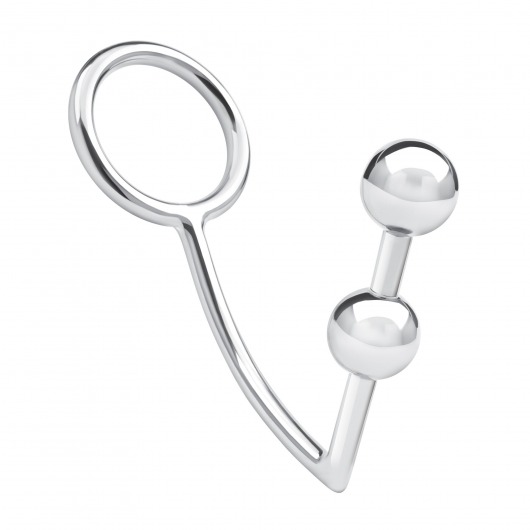Кольцо на пенис с анальным стимулятором Two Bead Stainless Steel Anal Hook   Cock Ring - BlueLine - в Пушкино купить с доставкой