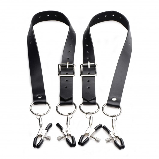 Ремни с зажимами для половых губ Spread Labia Spreader Straps with Clamps - XR Brands - купить с доставкой в Пушкино