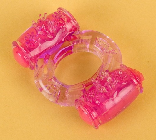 Фиолетовое виброкольцо с двумя вибропульками - Toyfa Basic - в Пушкино купить с доставкой