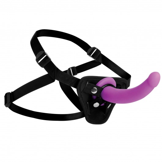 Лиловый поясной страпон Navigator Silicone G-Spot Dildo with Harness - 17,8 см. - XR Brands - купить с доставкой в Пушкино