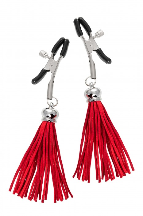 Зажимы на соски «Прищепки» с красными кисточками из замши - Pecado - купить с доставкой в Пушкино