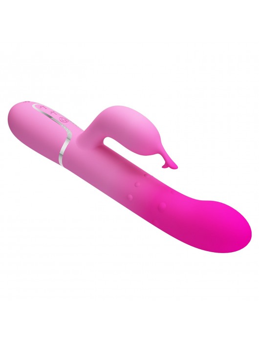 Розовый вибратор-кролик с вращающимися бусинами Shima - 22,6 см. - Baile