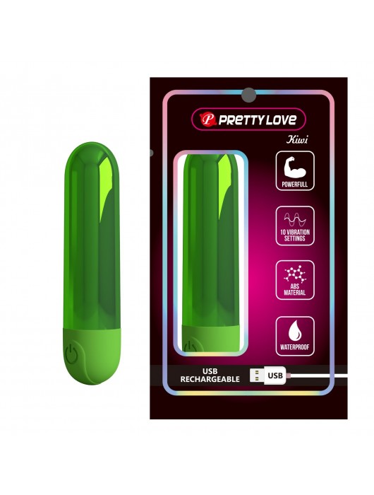 Зеленая перезаряжаемая вибропуля Kiwi - Baile