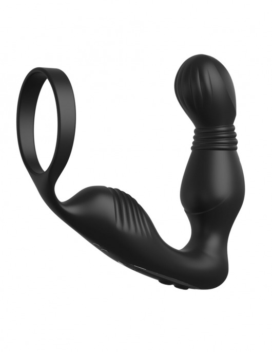 Черный вибростимулятор простаты с эрекционным кольцом Ass-Gasm Pro P-Spot Milker - Pipedream - в Пушкино купить с доставкой